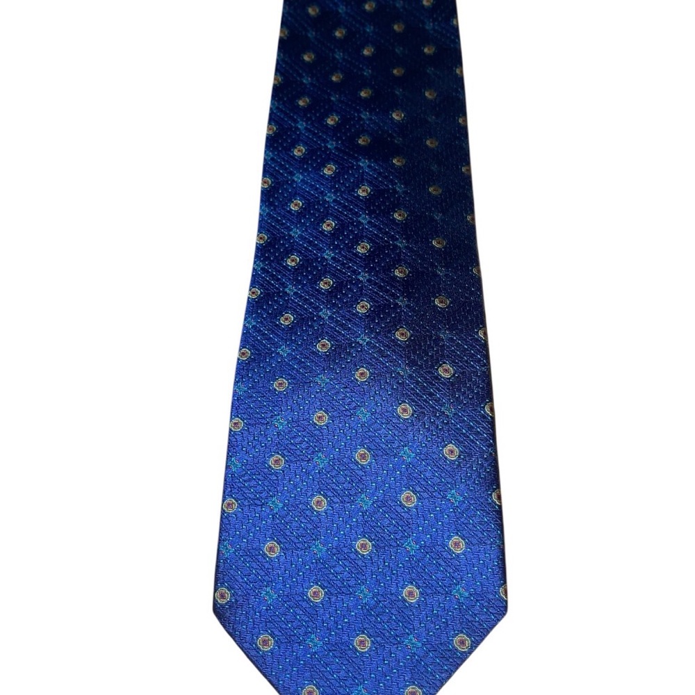 Daniel De Fasson Studio Silk Tie Blue Geometric Pattern Handmade NWT